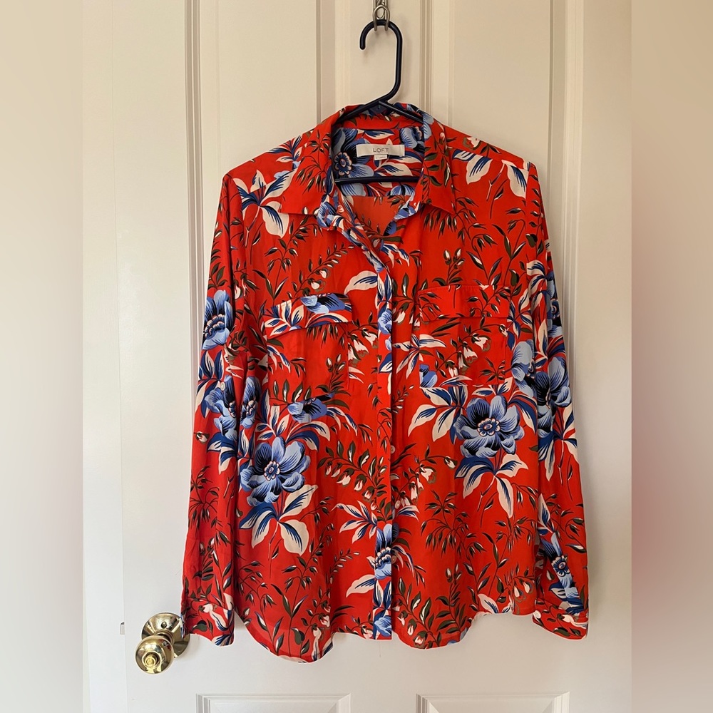 Loft Floral Print Button Up L